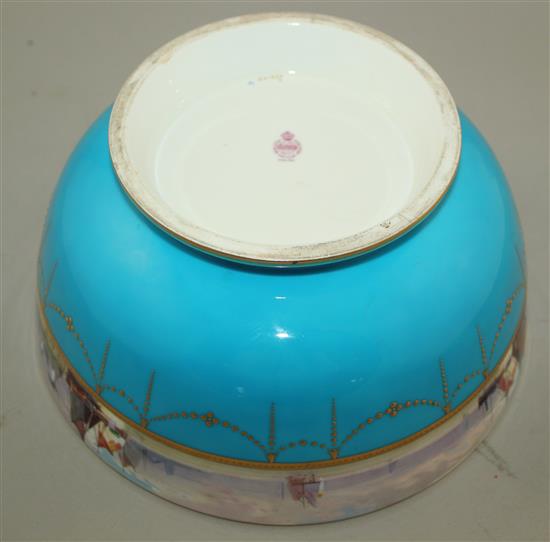 A Minton bleu celeste ground bowl, 24.5cm